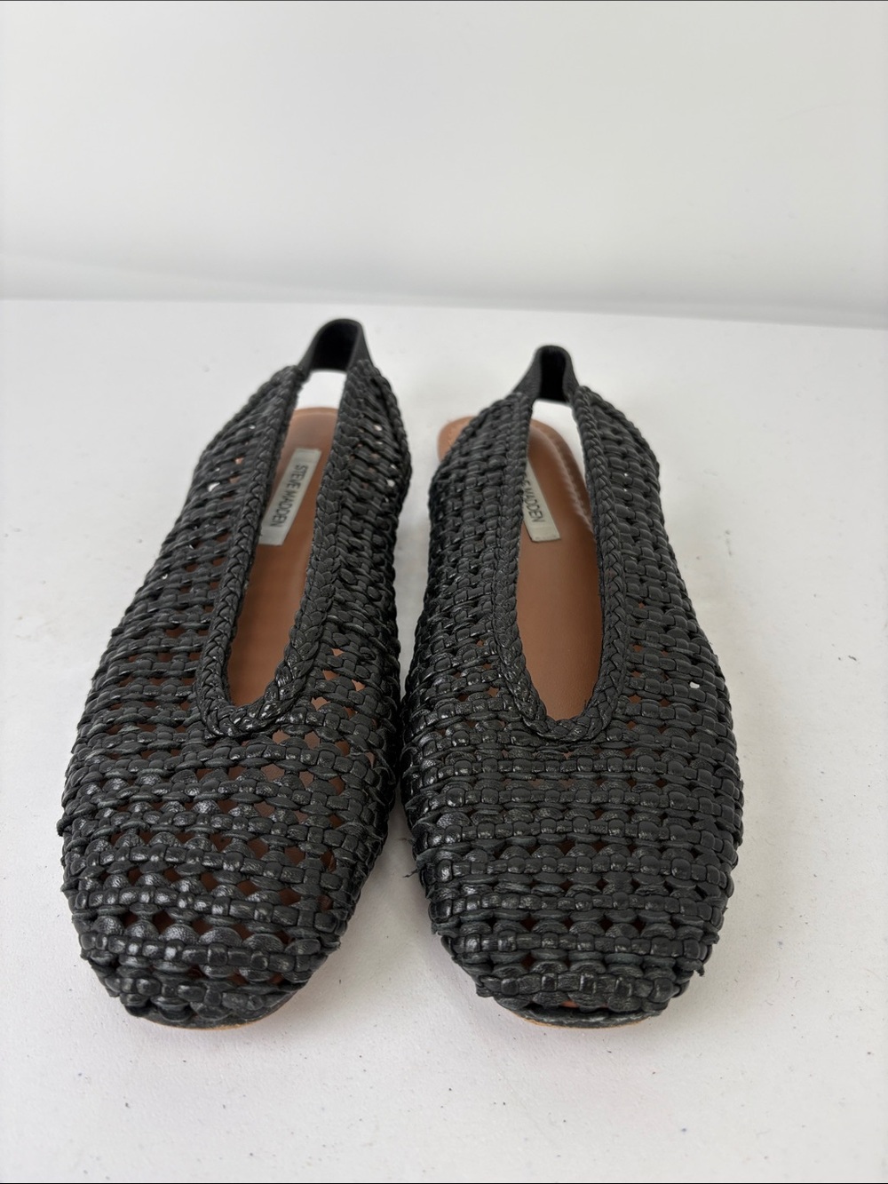 🐨 Steve Madden Rumi Black Woven Slingback Flats